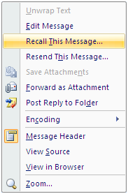 recall a sent email message