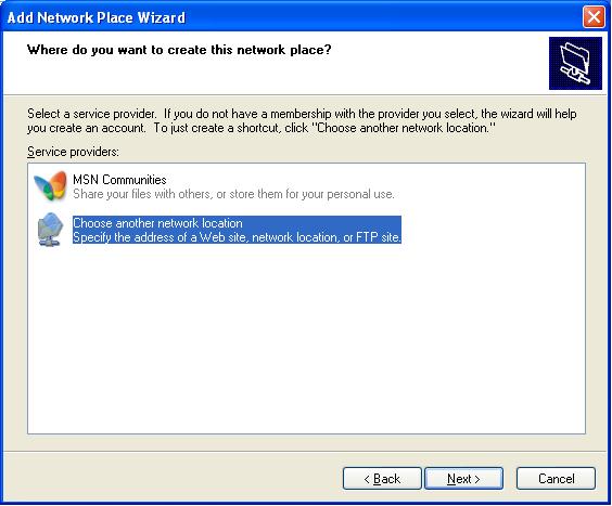 270720132 Windows XP Network Place as FTP Client