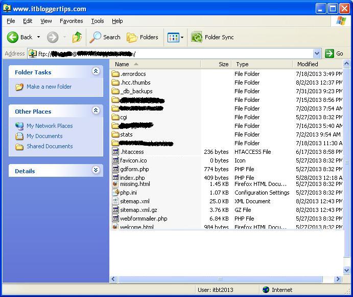 270720134 Windows XP Network Place as FTP Client