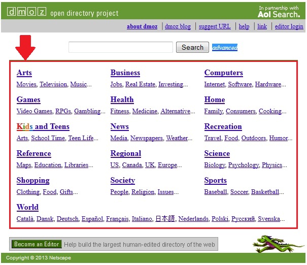 DMOZ Directory Submission