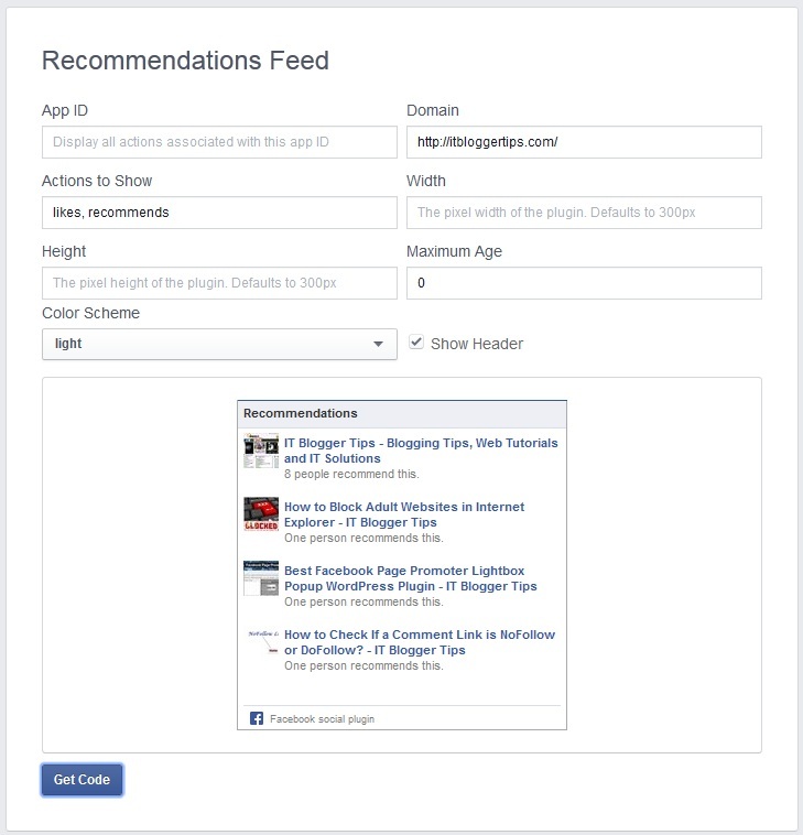  Facebook Recommendations Feed Box 