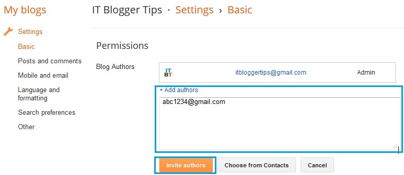 Basic Settings in BlogSpot 