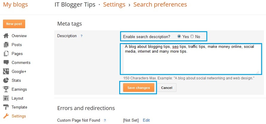 Basic Settings in BlogSpot