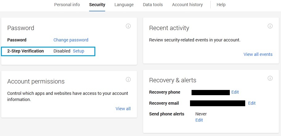 Setup 2-Step Verification in Gmail