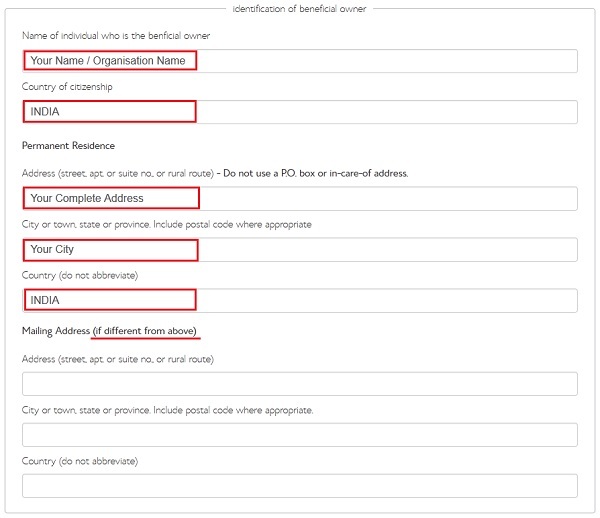 How to fill out BlueHost Affiliate Tax form for Non-US Residents