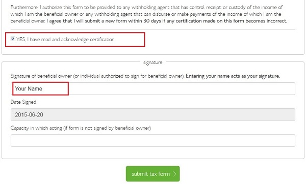 How to fill out BlueHost Affiliate Tax form for Non-US Residents